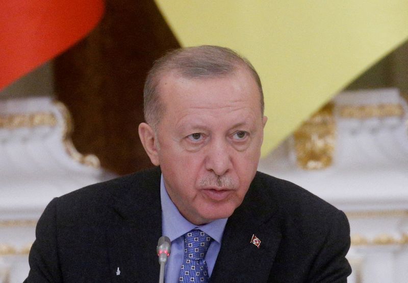 FILE PHOTO: Turkish President Tayyip Erdogan on a visit to
