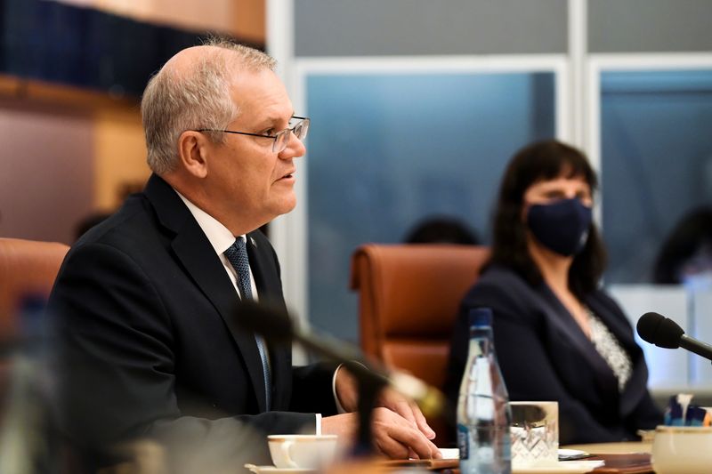 FILE PHOTO: Australian Prime Minister Scott Morrison speaks during a