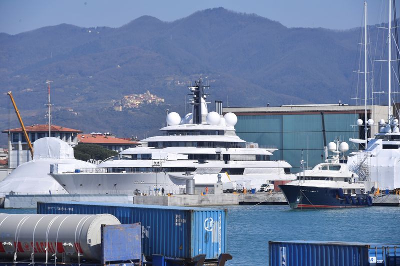 FILE PHOTO: Superyacht allegedly linked to Putin docked in Italy