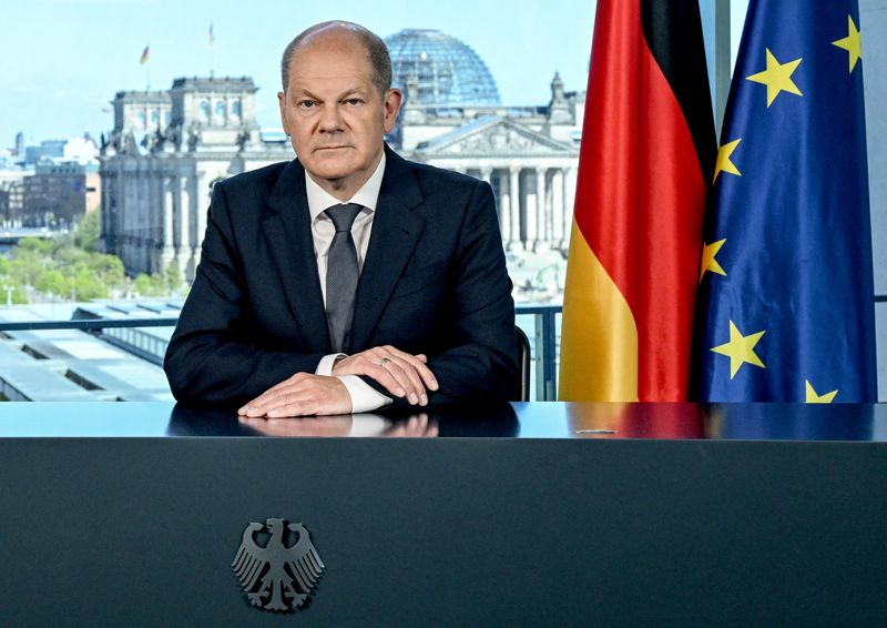 German Chancellor Olaf Scholz addresses the nation in Berlin