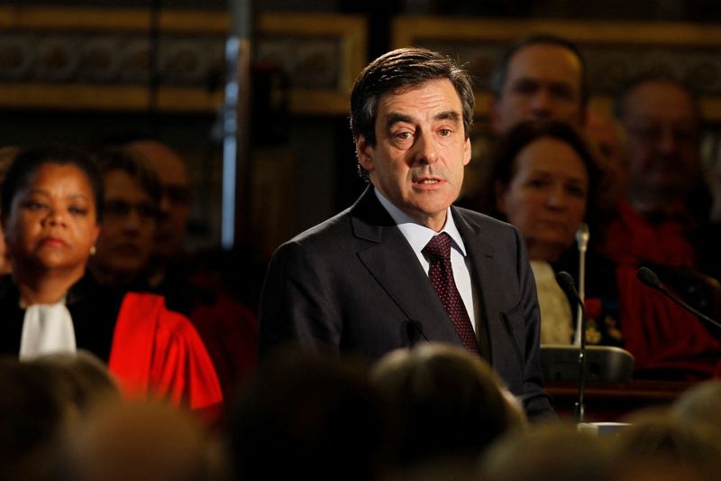 FILE PHOTO: French Prime Minister Fillon delivers a speech during