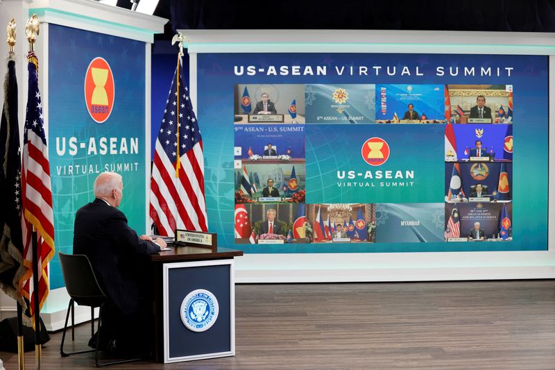 FILE PHOTO: U.S. President Biden participates virtually with the ASEAN