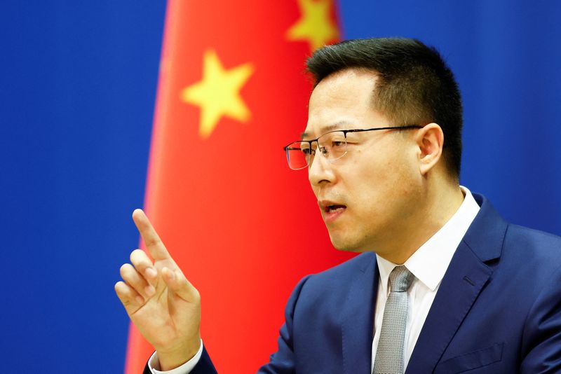FILE PHOTO: News conference of China’s foreign ministry spokesperson Zhao