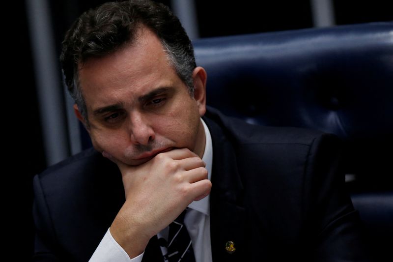 FILE PHOTO: Brazil’s Senate President Rodrigo Pacheco looks on during
