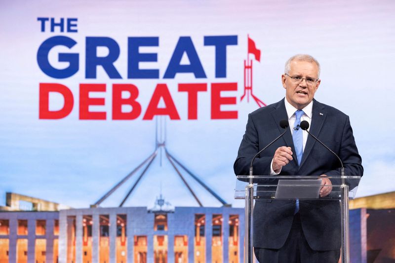 FILE PHOTO: Australian 2022 federal election leader’s debate, in Sydney