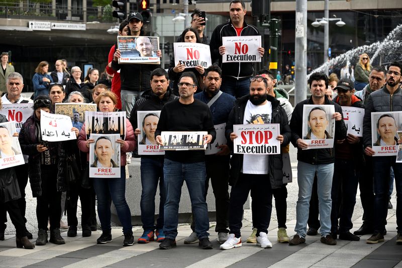 A demonstration supporting the Swedish-Iranian doctor and researcher Ahmadreza Djalali,