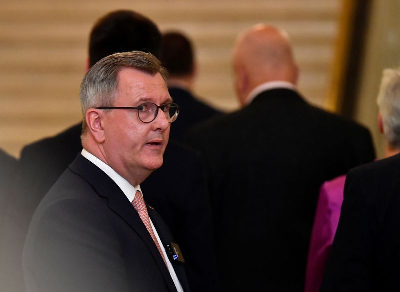 FILE PHOTO: DUP leader Sir Jeffrey Donaldson attends a press