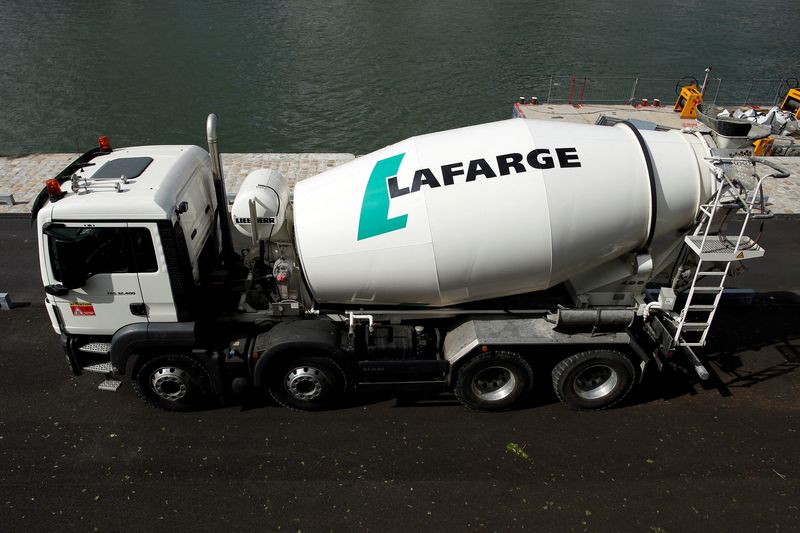 FILE PHOTO: A concrete mixing truck is seen at French