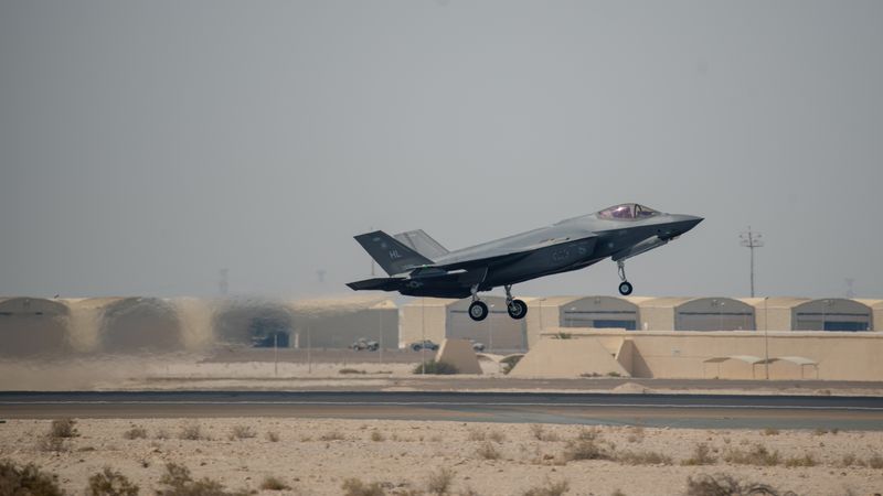 An F-35A Lightning II takes off for a mission from