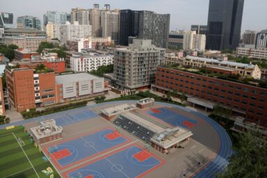 The sports field of a Chinese high school with an