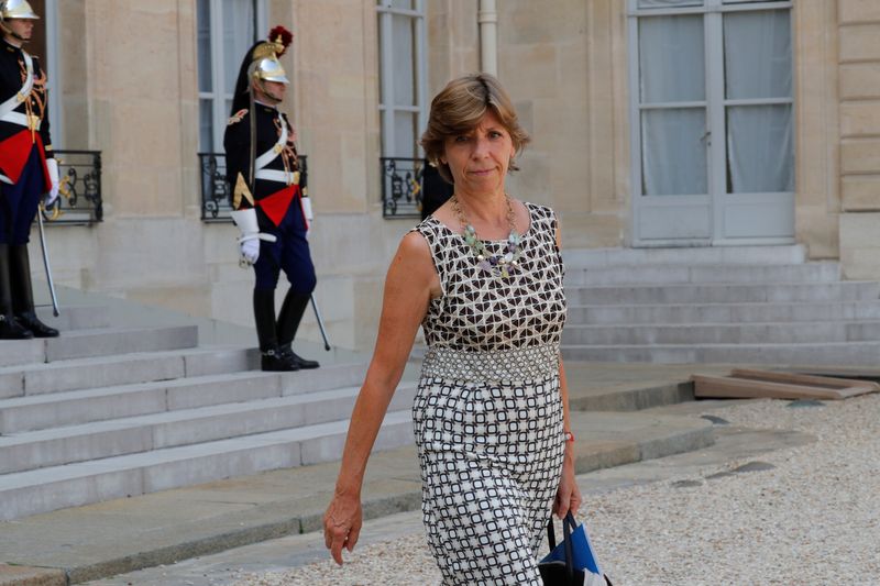 France’s ambassador to Italy Catherine Colonna leaves the Elysee Palace