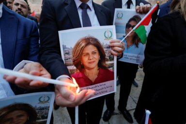 FILE PHOTO: Vigil in memory of Al Jazeera journalist Shireen